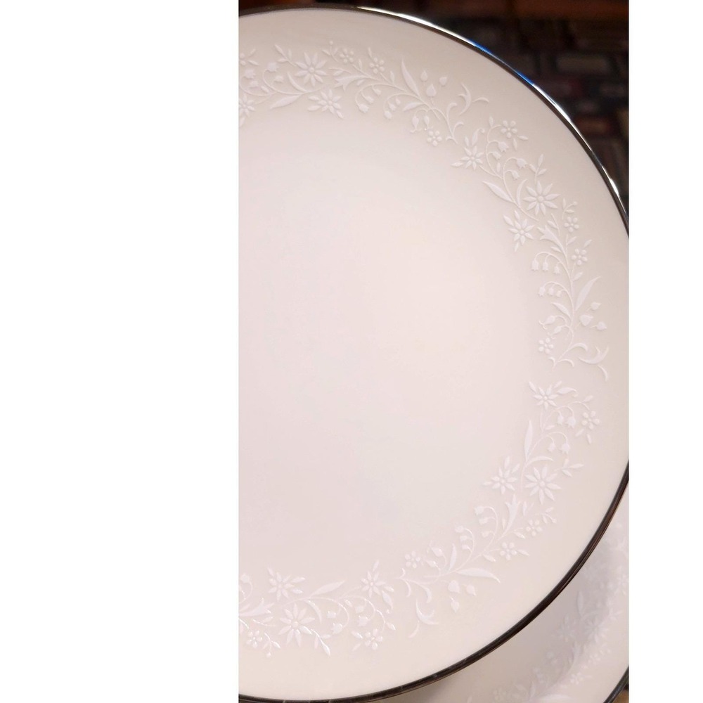 Noritake 7541 Ivory China Lorelei Bread Lunch Plates Set 4 Platinum Rim Floral